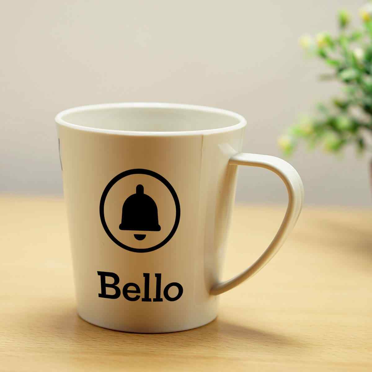 White black logo mug